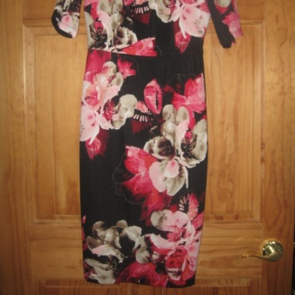 London Times Floral Mid Calf Dress - Picture 2 of 4